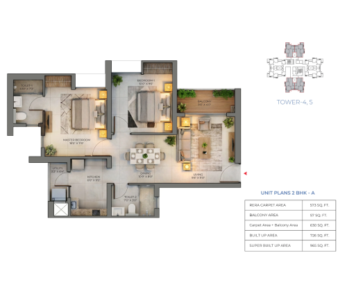 3BHK Floor Plan